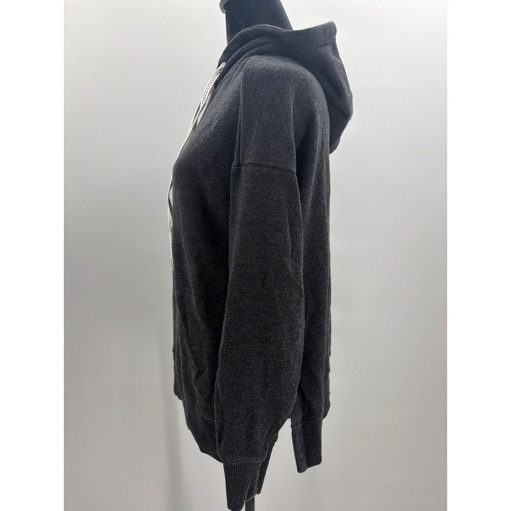 Aerie Womens Oversized Charcoal Grey Heathered Hoodie Side Slit XS 201803445 - Picture 4 of 10